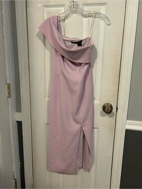 JAYGODFREY Blush One-Shoulder Midi Cocktail Dress